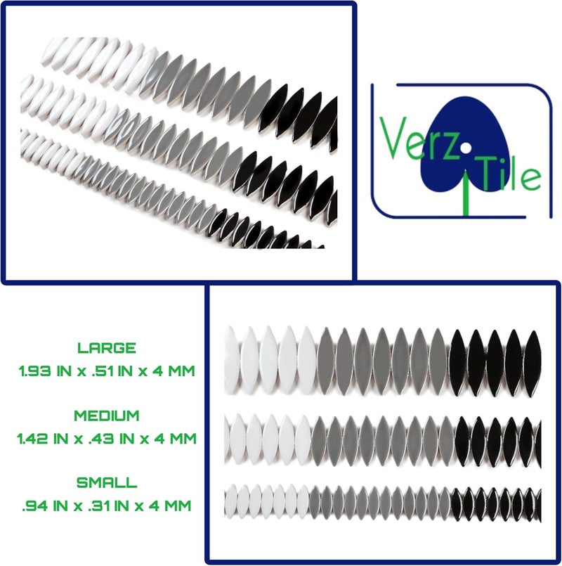 Verz Tile VerzTile Mosaic Tiles for Crafts - Petal Shaped Ceramic Tile Craft Hobbies & Art Projects 39 Color Options Endless Creativity DIY Design (Black White & Gray) - Image 4